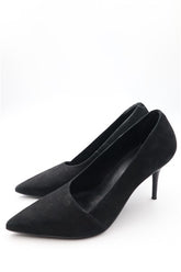 נעלי עקב מעוצבות בשחור זמש- מידה 39